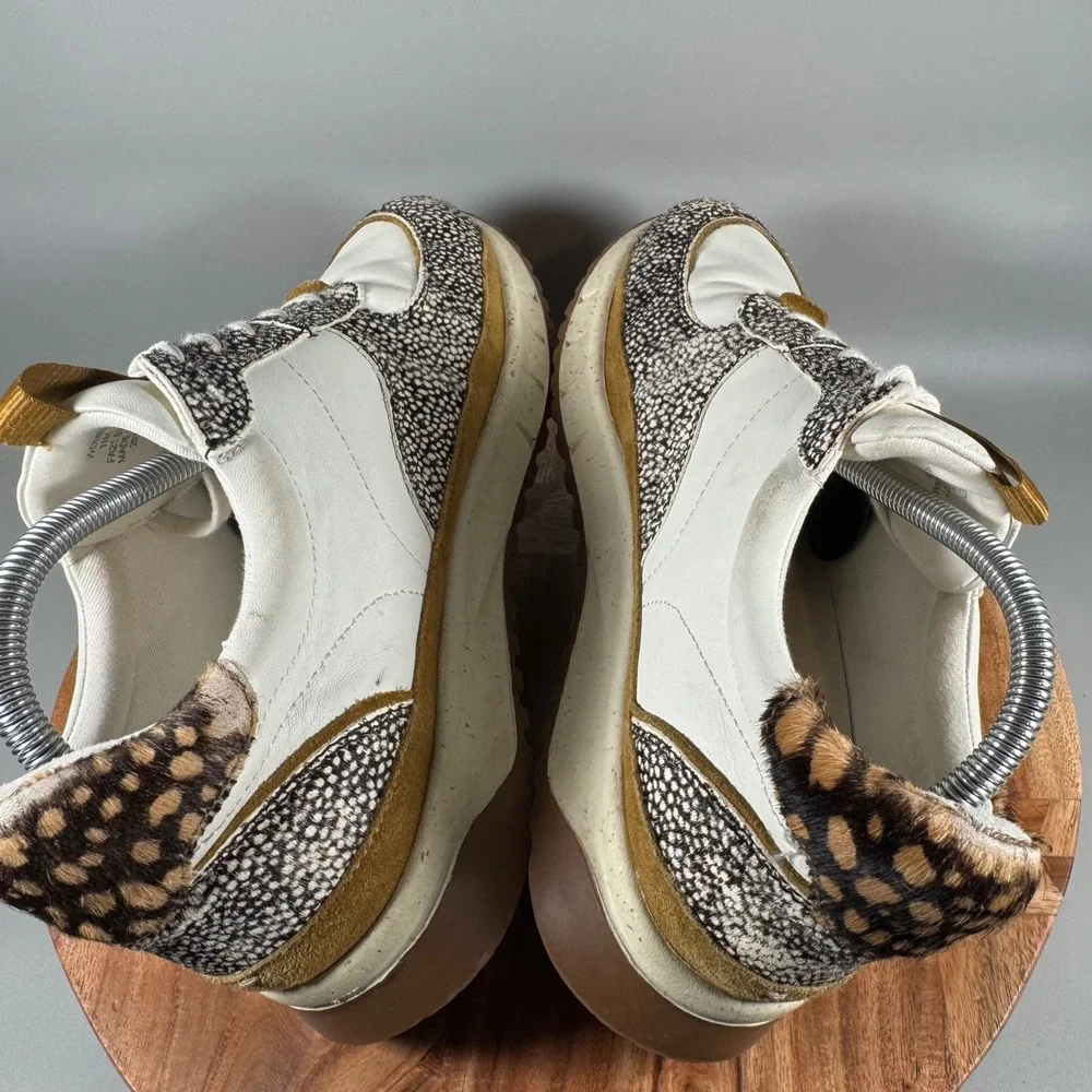 Madewell MWL Court‎ Sneakers White Animal Print Calf Hair Womens 11 Mens 9.5